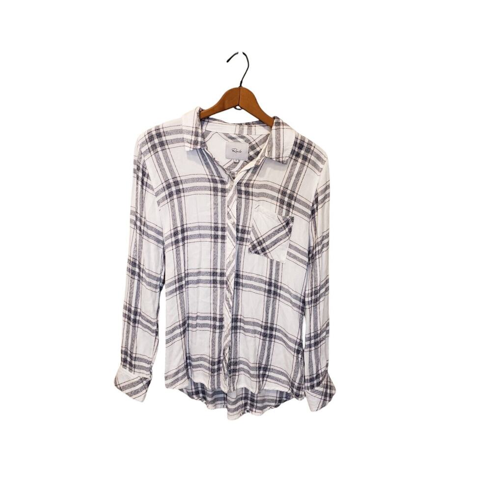 Rails Hunter Plaid White Charcoal Blush Collared Button Down Shirt Size Small